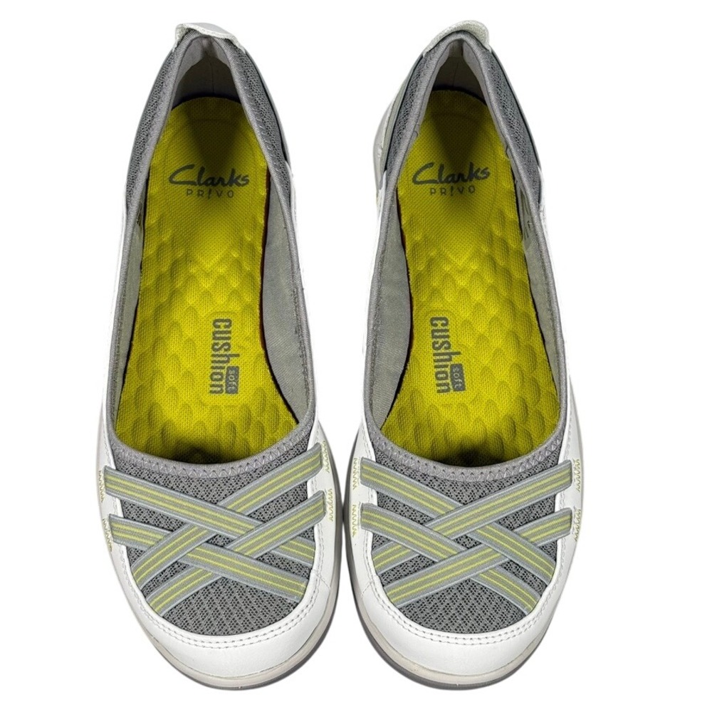 Clarks Privo Aria Pump White Leather Mesh Walking Flat 9.5W EU 41 Vietnam